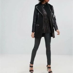 Missguided Black Biker Coat